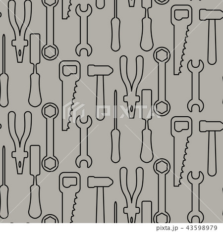 Vector tools seamless pattern in outline style. Vector tools seamless pattern in outline style. 43598979