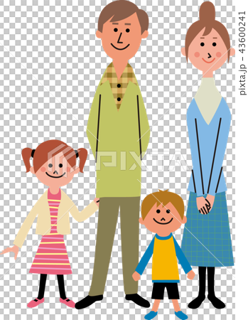 正面を向く家族 正面を向く家族 43600241