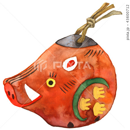 水彩画 いのしし 土鈴 水彩画 いのしし 土鈴 43600712