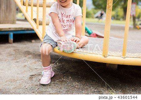 公園の遊具で遊ぶ3歳児の女の子 公園の遊具で遊ぶ3歳児の女の子 43601544