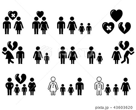 set of black icons with family situation 43603620