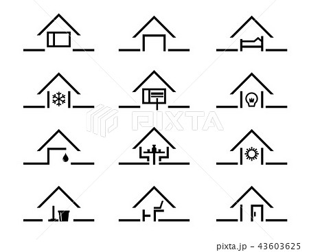 set of house silhouette in different settings 43603625