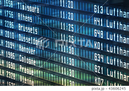 Flights information departures board in airport terminal. Flights information departures board in airport terminal. 43606245