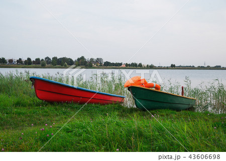 Lifeguard boats on the lake Lifeguard boats on the lake 43606698