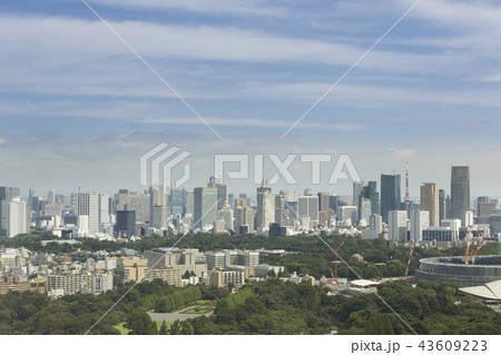 東京眺望 夏 建設中の新国立競技場(2018年8月18日撮影) 東京眺望 夏 建設中の新国立競技場(2018年8月18日撮影) 43609223