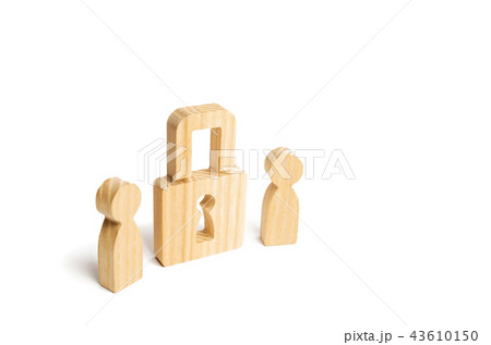 Two people stand near a padlock and keep secrets 43610150