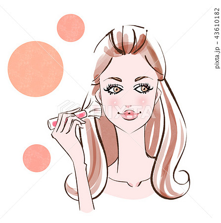 メイクアップ 頬紅 ロングヘアのイラスト素材