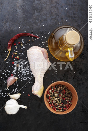 chicken legs on a black background 43612340