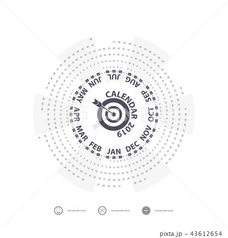 2019 Calendar Template.Circle calendar template. 2019 Calendar Template.Circle calendar template. 43612654