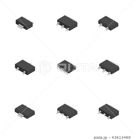 Set of different 3D electronic components, vector  43613460