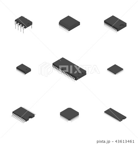 Set of different 3D electronic components, vector  43613461
