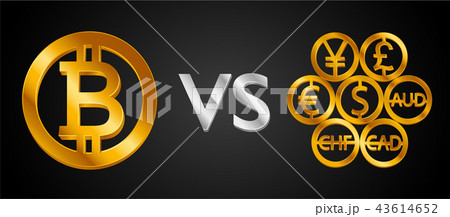 Concept Bitcoin Cryptocurrency VS World currencies 43614652