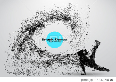 Silhouette of a break dancer from particles. 43614836