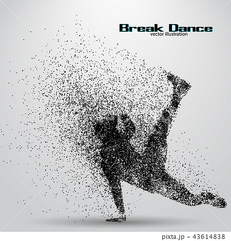 Silhouette of a break dancer from particles. 43614838