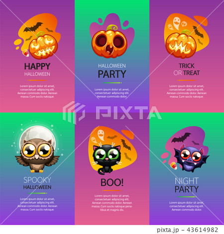 Halloween Greeting Cards Vibrant Set Halloween Greeting Cards Vibrant Set 43614982