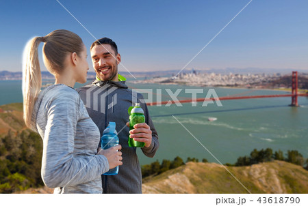 couple of sportsmen with water over san francisco 43618790