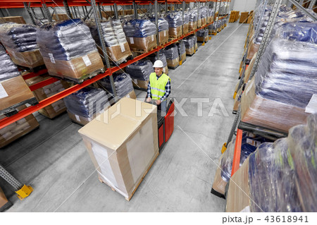 loader operating forklift at warehouse loader operating forklift at warehouse 43618941