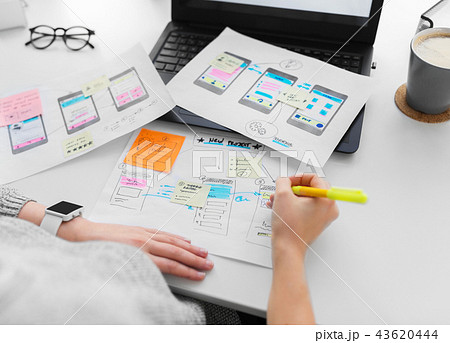 web designer working on user interface at office web designer working on user interface at office 43620444