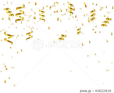 gold ribbon and confetti on white  43622819
