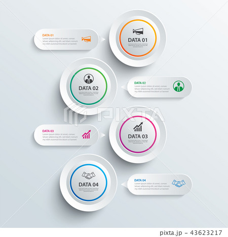 Infographics circle paper with 4 data template 43623217