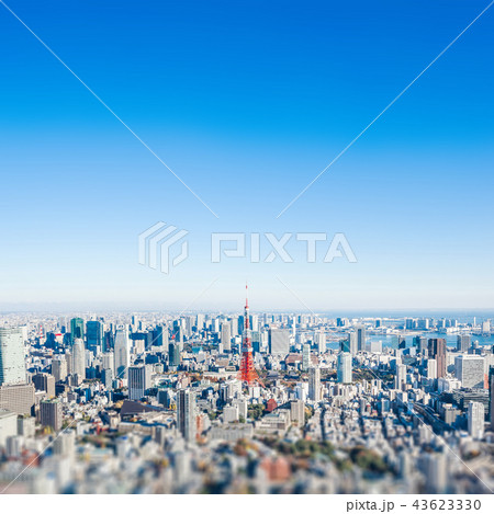 panoramic city skyline in Tokyo, Japan. tilt shift panoramic city skyline in Tokyo, Japan. tilt shift 43623330