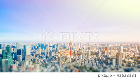 panoramic city skyline in Tokyo, Japan. tilt shift panoramic city skyline in Tokyo, Japan. tilt shift 43623331