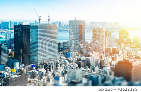 panoramic city skyline in Tokyo, Japan. tilt shift panoramic city skyline in Tokyo, Japan. tilt shift 43623335