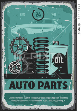 Auto parts, oils and cogwheels. Car service poster 43623453