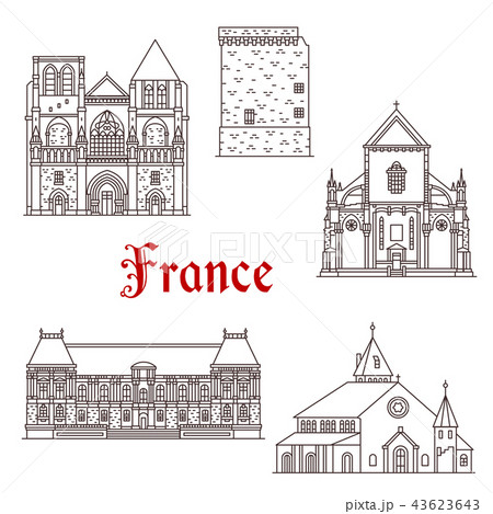 France architecture vector line icons in Brittany 43623643