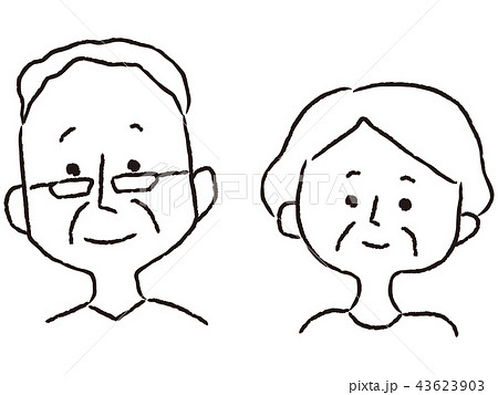 夫婦（中高年）線画 43623903