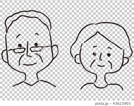 夫婦（中高年）線画 43623903
