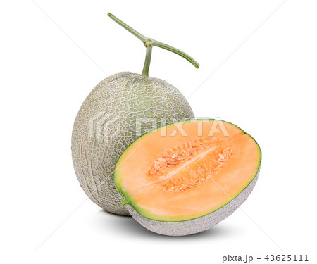 whole and half japanese melons, orange melon whole and half japanese melons, orange melon 43625111