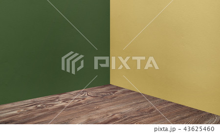 Empty corner green and yellow concrete wall Empty corner green and yellow concrete wall 43625460