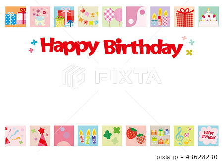 Happy Birthday フレーム 背景 ポストカード のイラスト素材