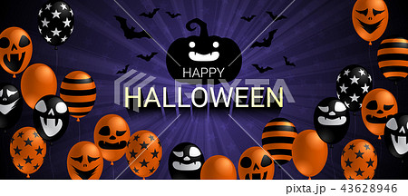 Happy Halloween banner with scary balloon design Happy Halloween banner with scary balloon design 43628946