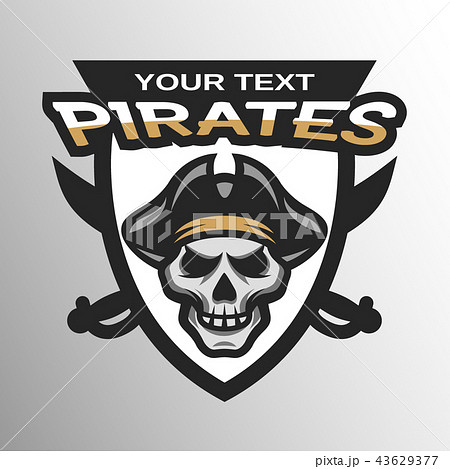 Pirate Skull and sabers badge, emblem. 43629377