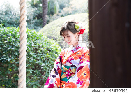 お参りする女性 43630592