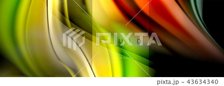 Rainbow fluid abstract shapes, liquid colors design, colorful marble or plastic wavy texture 43634340