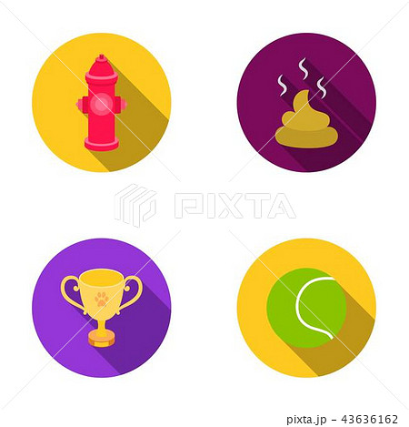 Tennis ball, game, hydrant fire, cup, feces.Dog set collection icons in flat style vector symbol 43636162