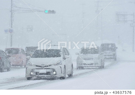 雪の一般道　視界不良 43637576
