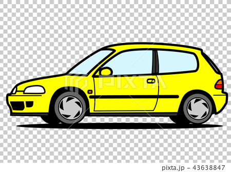 90年代式国内两厢车黄色车图 图库插图