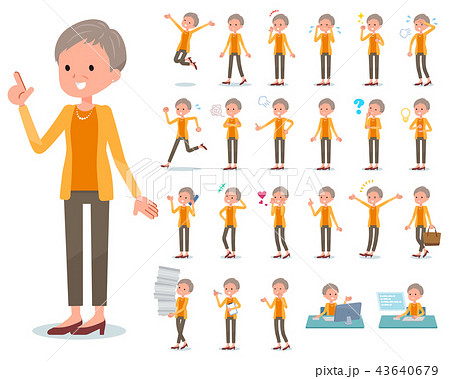 flat type short hair old women_emotion 43640679