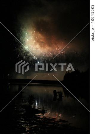 Festive fireworks over the lake Festive fireworks over the lake 43641635