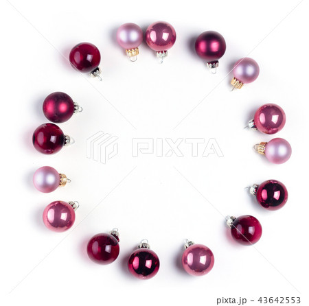 Christmas flat lay scene with glass balls 43642553