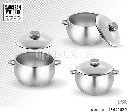 Set of saucepans with lid. Realistic vector, 3d illustration Set of saucepans with lid. Realistic vector, 3d illustration 43642626