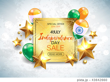Vector illustration of Independence Day of India sale banner with Indian flag tricolor 43642660