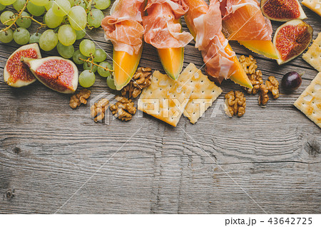 Mediterranian appetizers on old wooden table Mediterranian appetizers on old wooden table 43642725