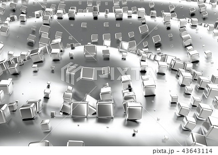 Silver or white gold platinum blocks cubes over wave background. Modeling 3d illustration. wealth 43643114