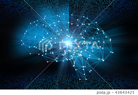 Digital data and network connection of human brain with flare li 43643425