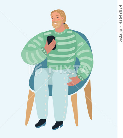 Smiling hipster making selfie on cell phone. Smiling hipster making selfie on cell phone. 43643924